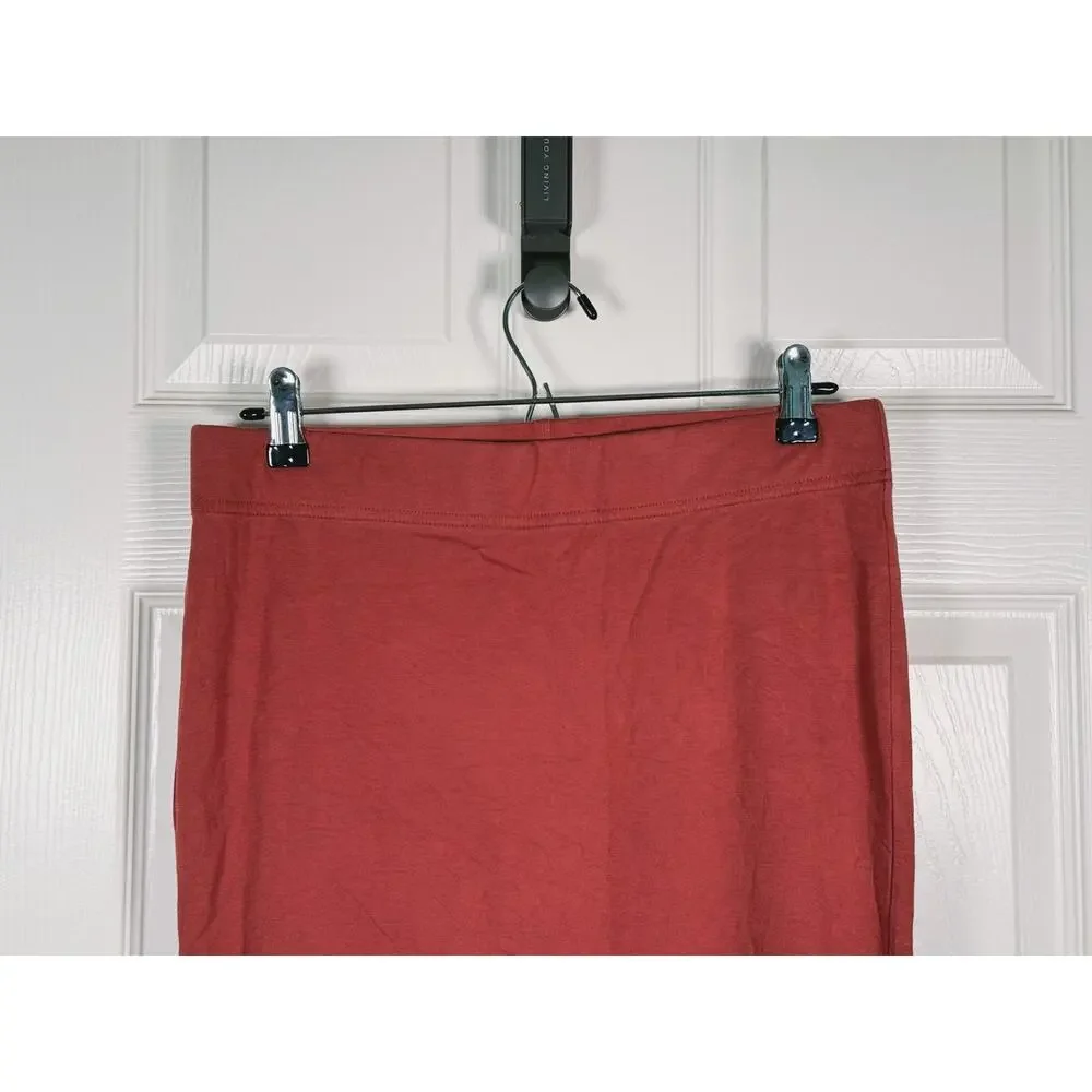 Peruvian Connection Pima Cotton Midi Pencil Skirt Size M Red Quiet Luxury Work